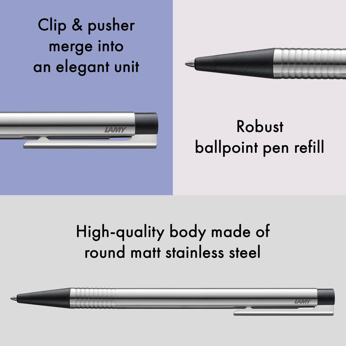 Lamy logo matt black - Ballpoint Pen in an elegant & robust stainless steel case - line width M