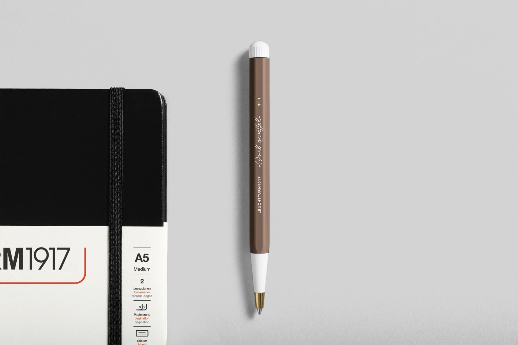 LEUCHTTURM1917 372213 Twist Pen No. 1, Brass, Aluminum, Blue Ink Ballpoint Pen, Design