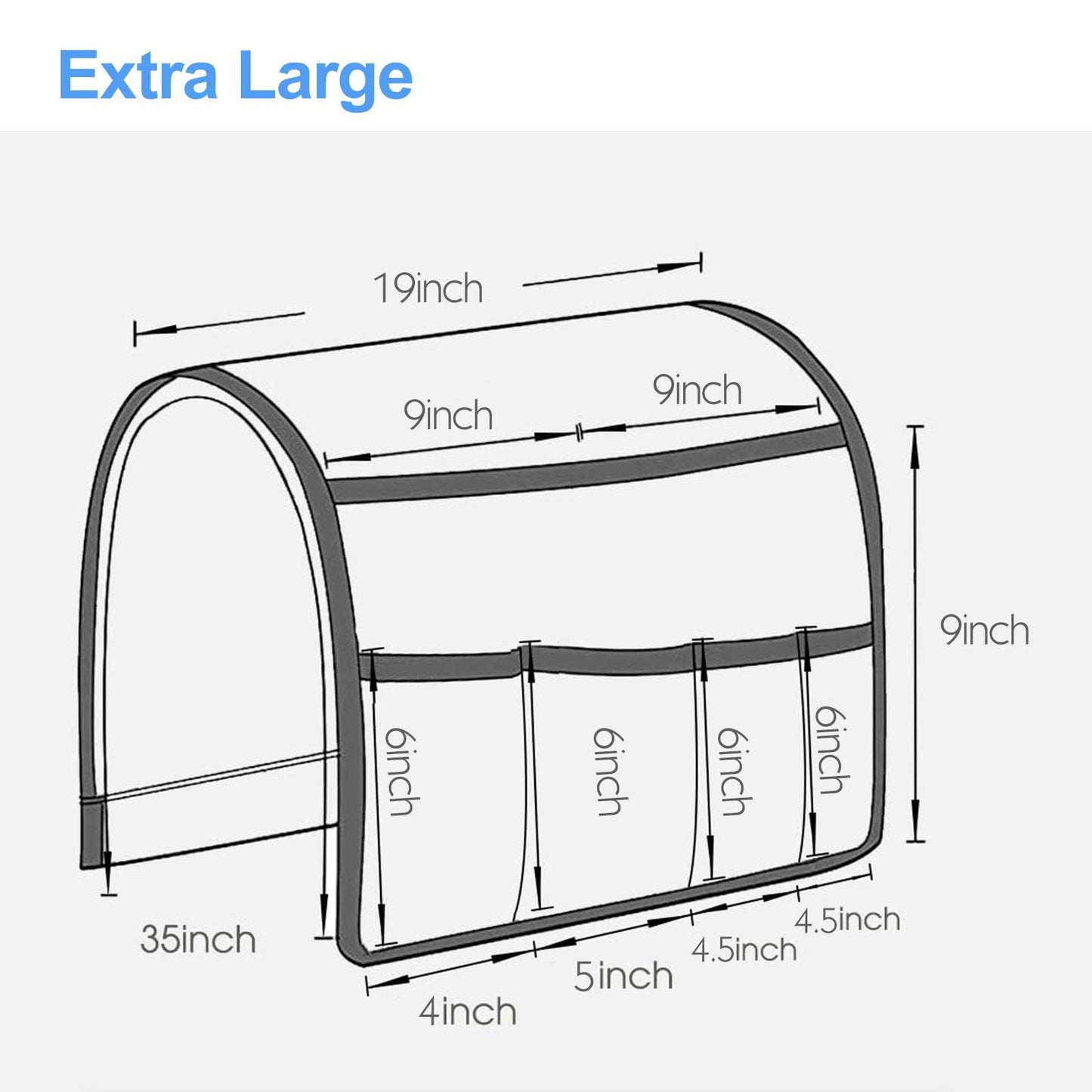 Sofa Armrest Organizer Couch Storage, TV Remote Holder for Armchair with 6 Pockets Hanging Remote