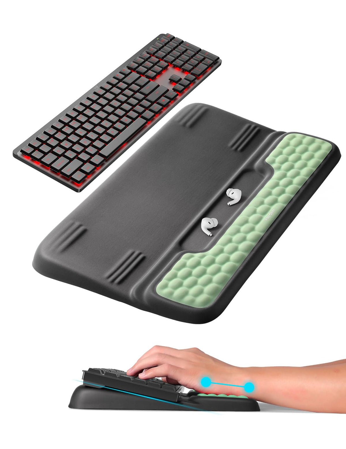Vaydeer Keyboard Stand with Wrist Rest, Gaming Wrist Support Pad, Ergonomic Hand Rest Arm Soft