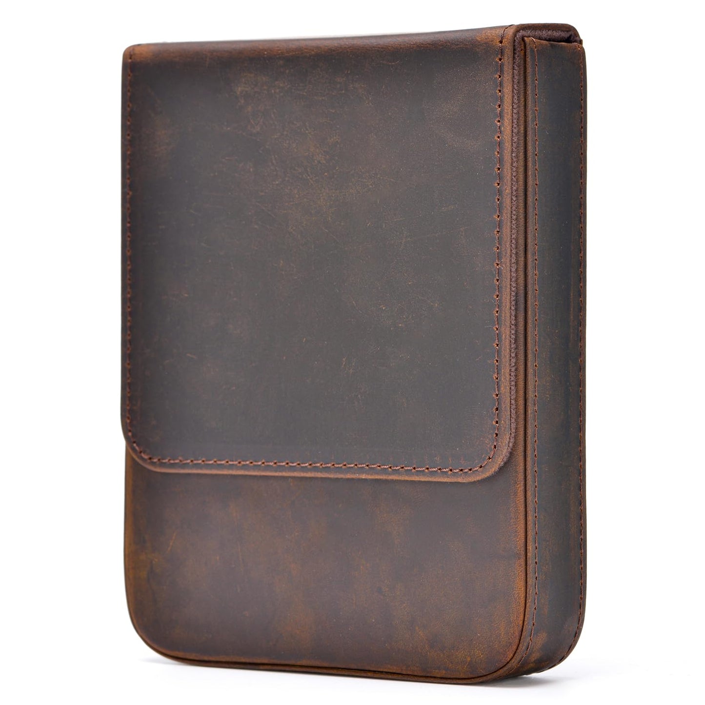 Lanxivi Genuine Leather Fountain Pen Case 6 Slot Crazy Leather Organizer, Portable Pen Bag Pouch