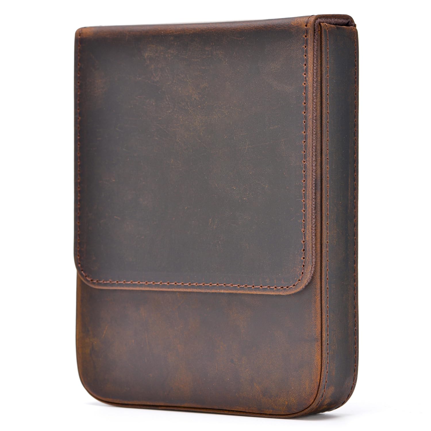 Lanxivi Genuine Leather Fountain Pen Case 6 Slot Crazy Leather Organizer, Portable Pen Bag Pouch