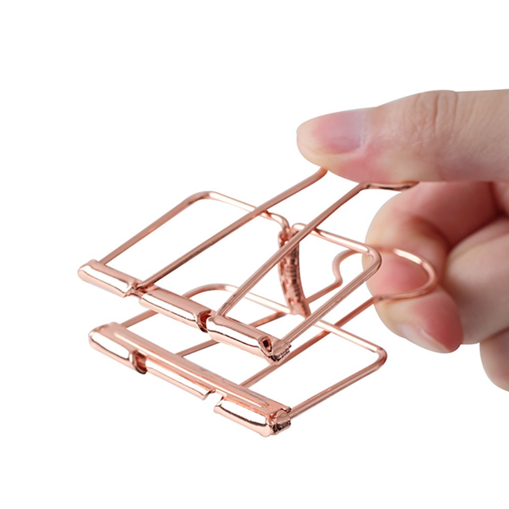 Rose Gold Hollow Out Metal Wire Binder Clips - Large 51mm - Pack of 12