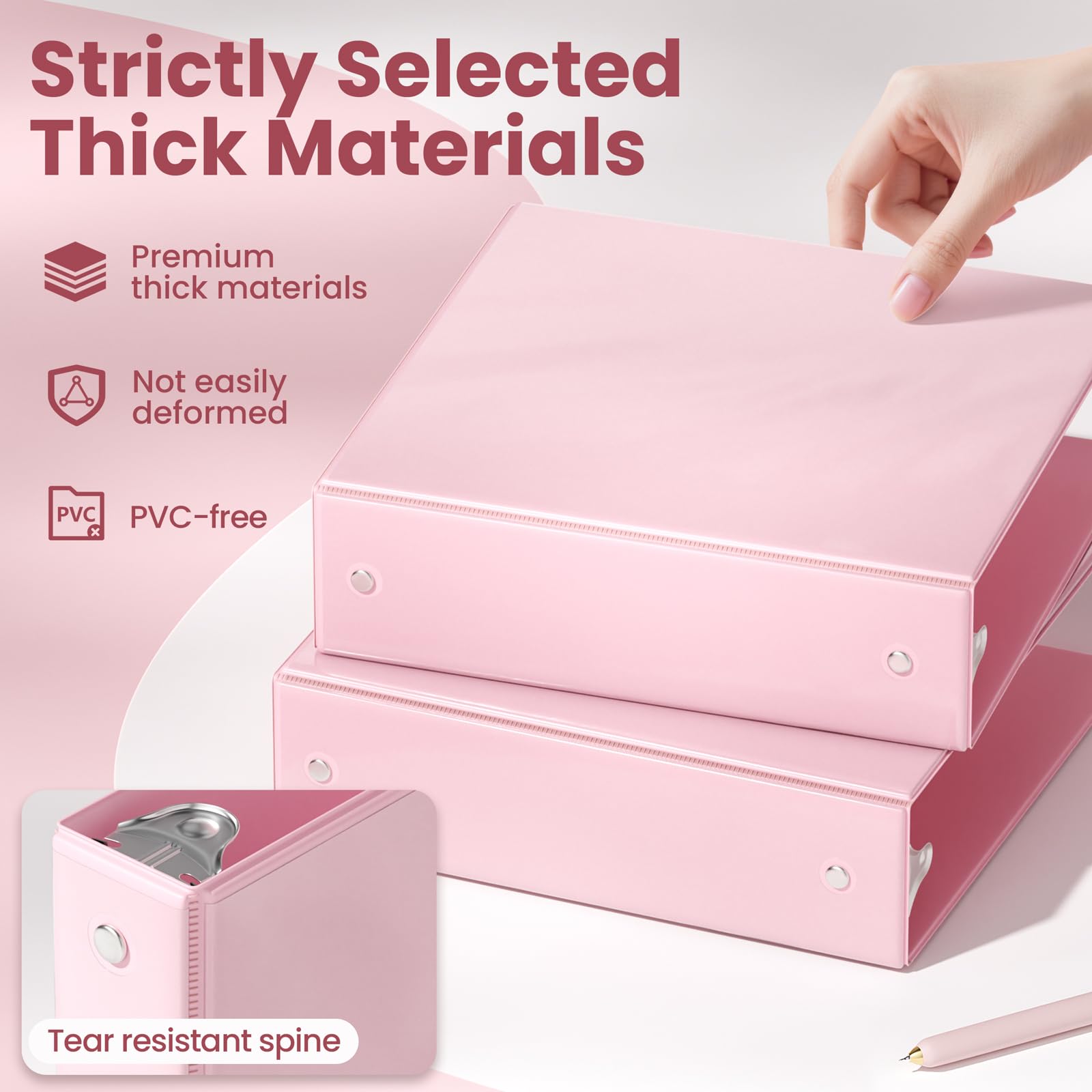 SUNEE 3 Ring Binder 2 Inch 1 Pack, Holds 450 Sheets of Letter Paper, PVC-Free, Clear View 2“ Three