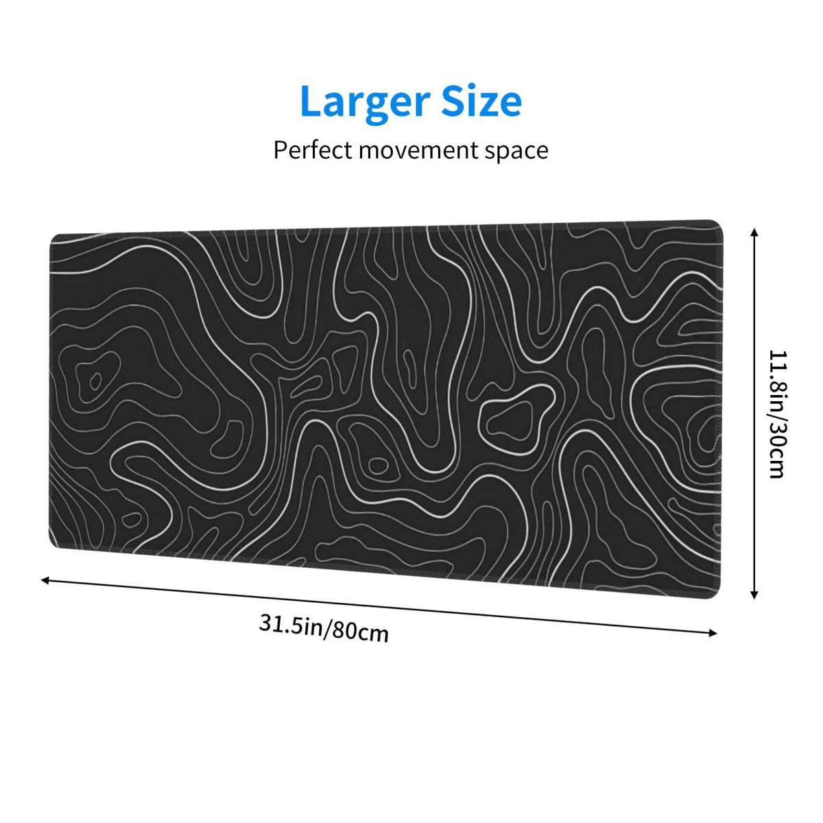 Topographic Contour Extended Big Mouse Pad Large,Gaming Mouse Pad Desk Pad,31.5x11.8 Inch Long
