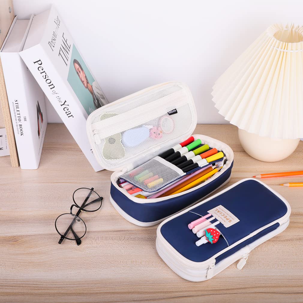 iSuperb Foldable Pencil Case Zipper Big Capacity Aesthetic Canvas Pencil Pouch Pen Bag for Kids