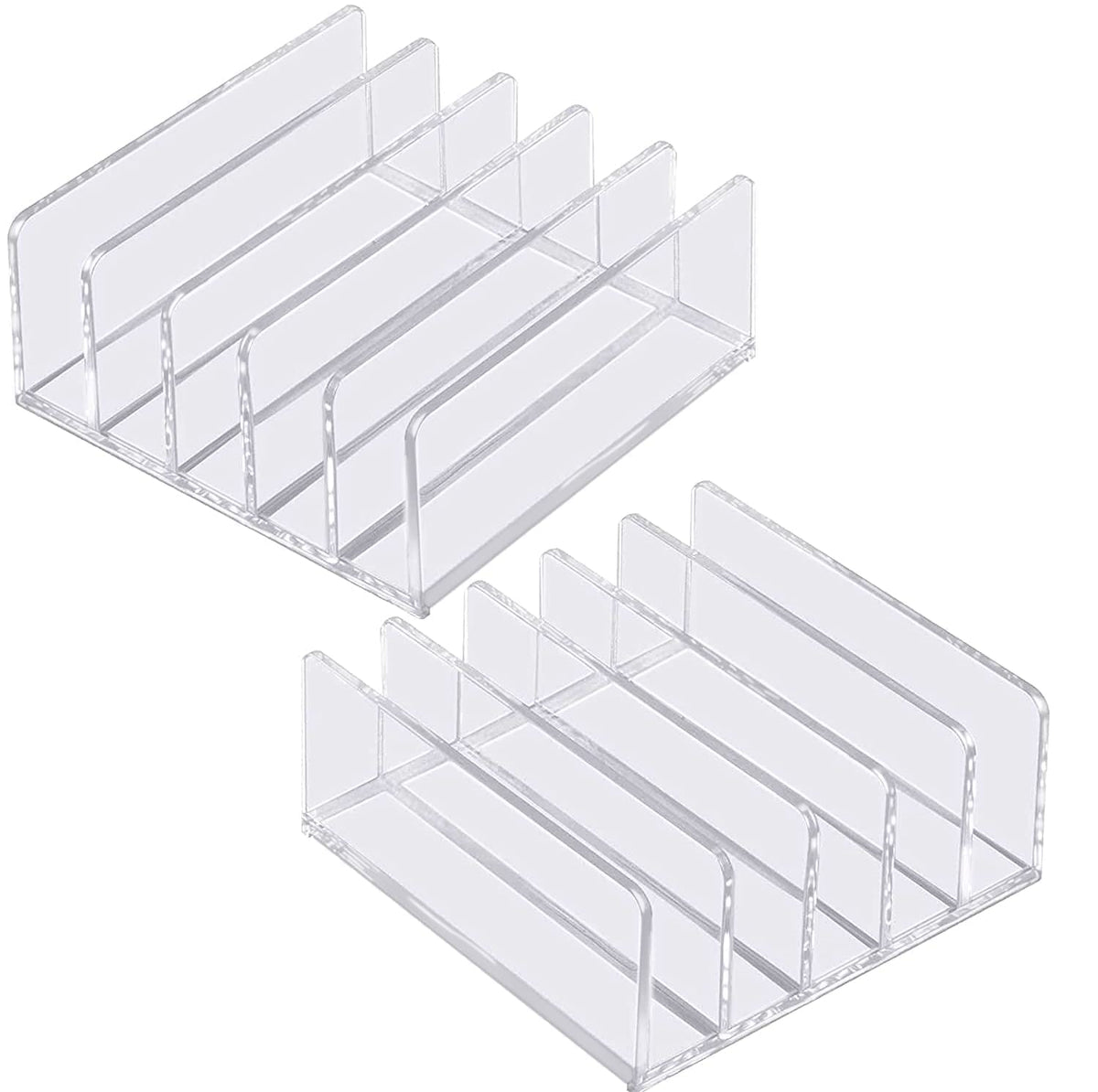 Halyuhn Acrylic Mail Organizer for Sorting Mail, Business Card 2Pack, 5 Slots Mail Holder for