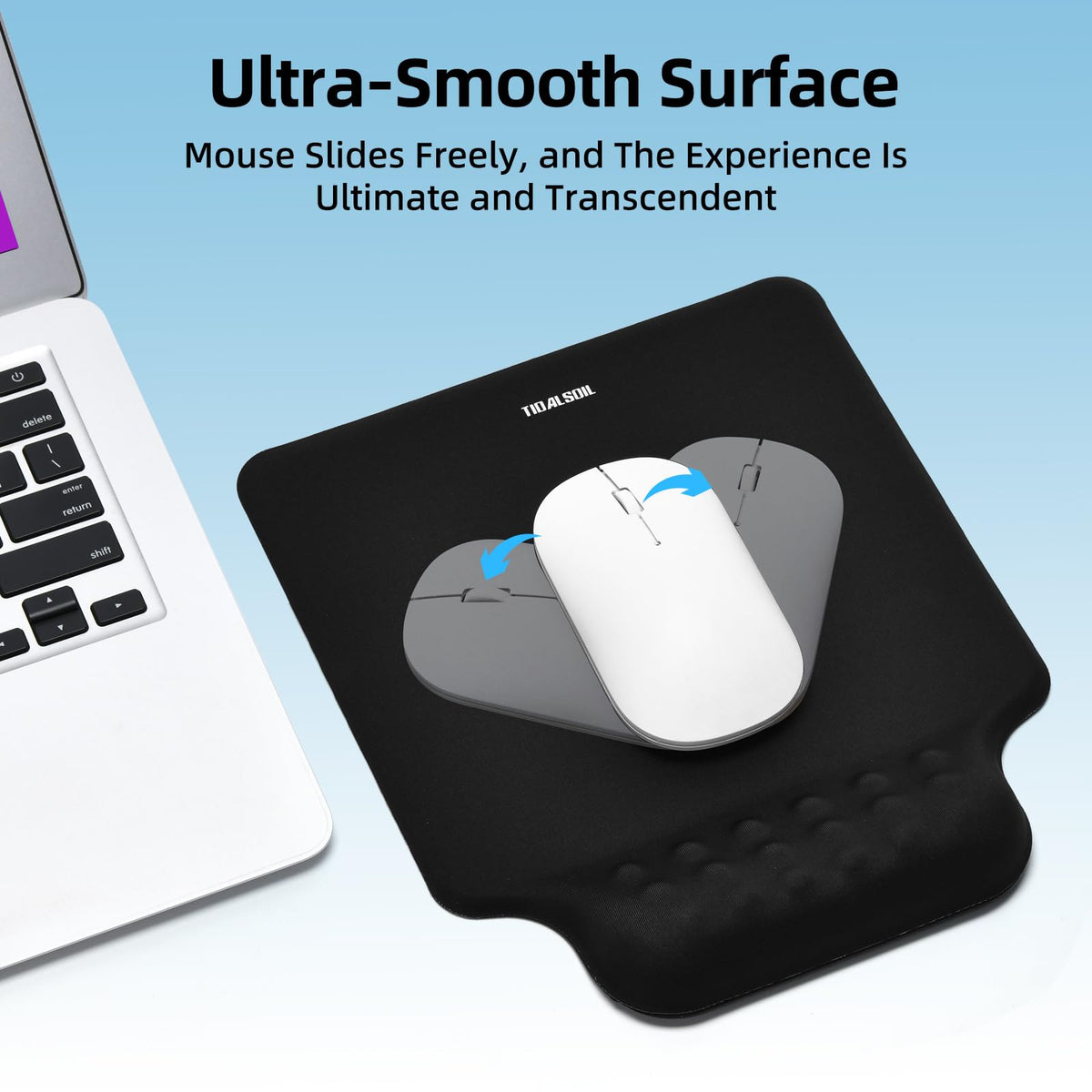 TIDALSOIL Ergonomic Mouse Pad with Memory Foam Wrist Support, Non-Slip Base
