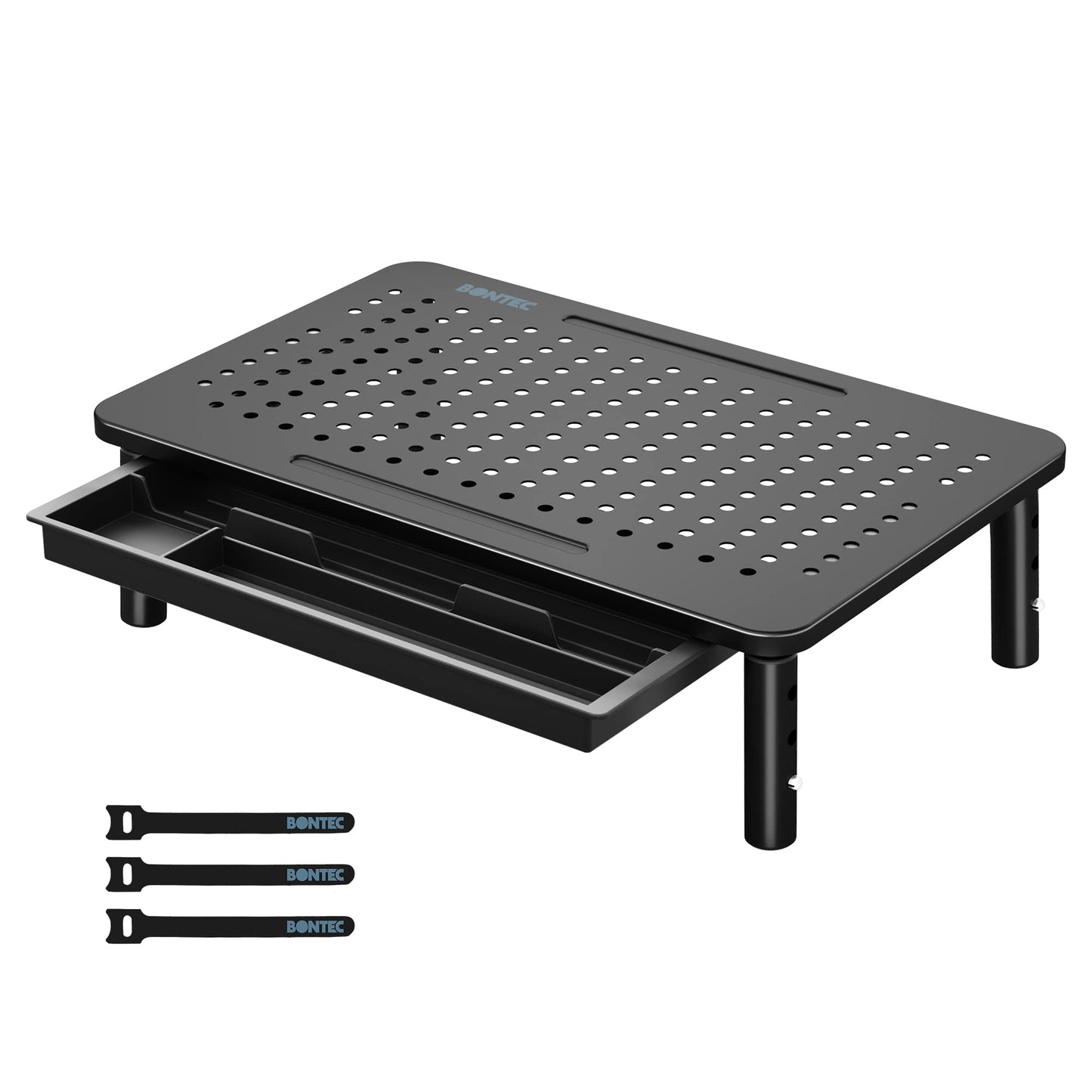 BONTEC 1 Pack Adjustable Monitor Stand Riser with Drawer, Supports 44lbs