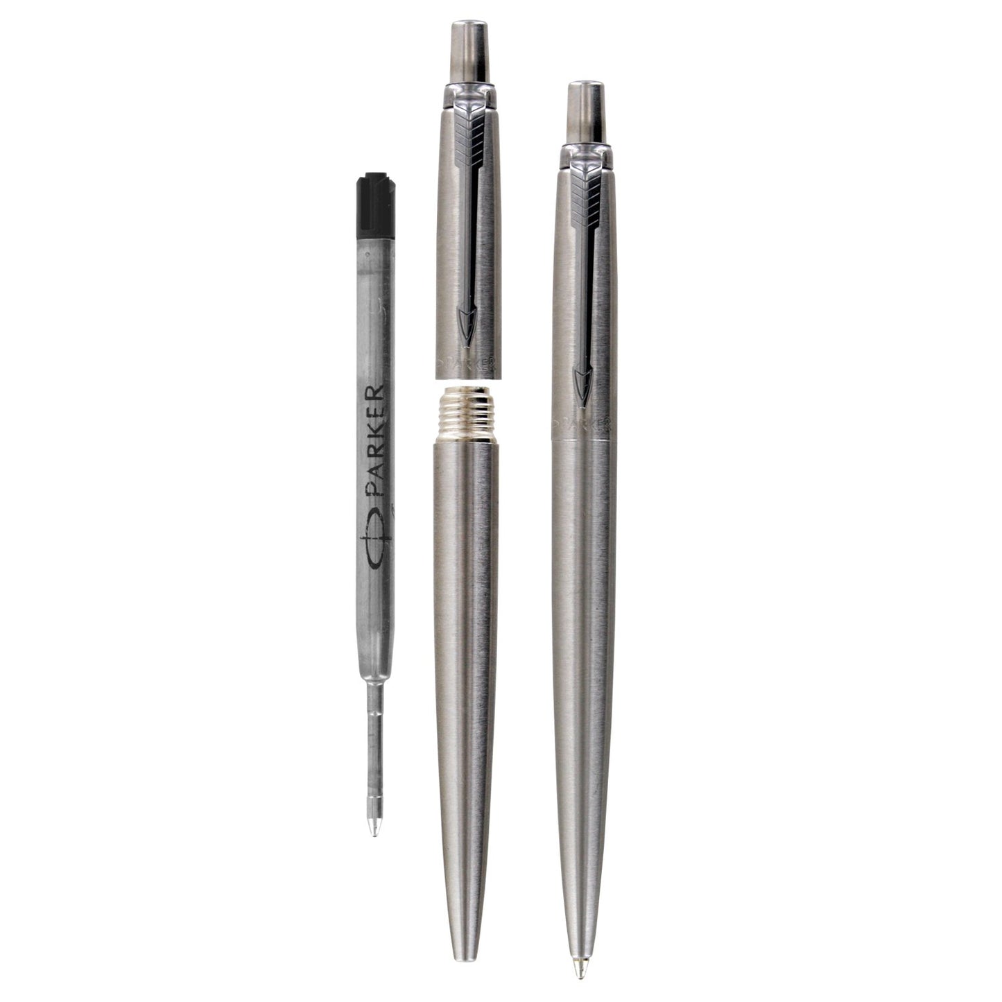 Parker Jotter Pen, Stainless Steel, Medium Point, Black Ink