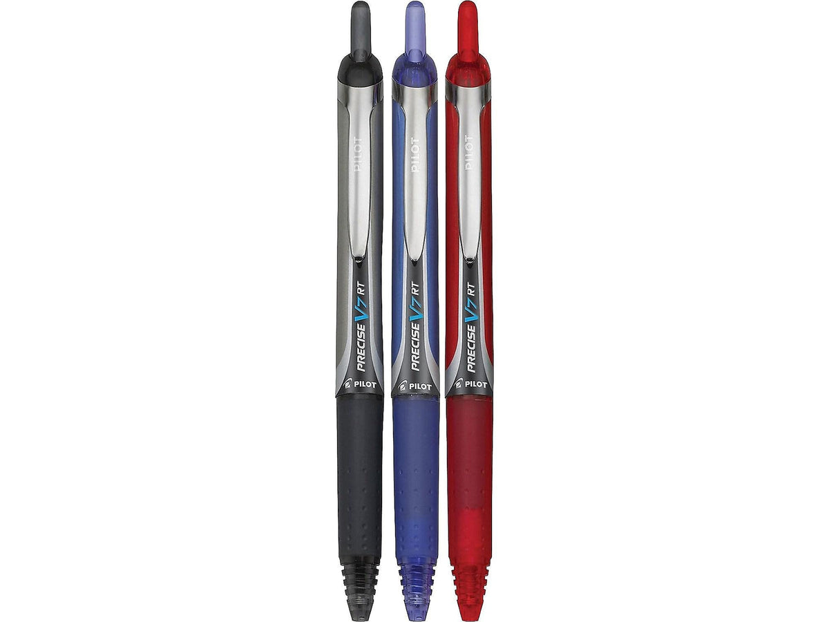 PILOT Precise V5 RT, Extra Fine Point (0.5mm) Black/Blue/Red Inks, 3-Pack