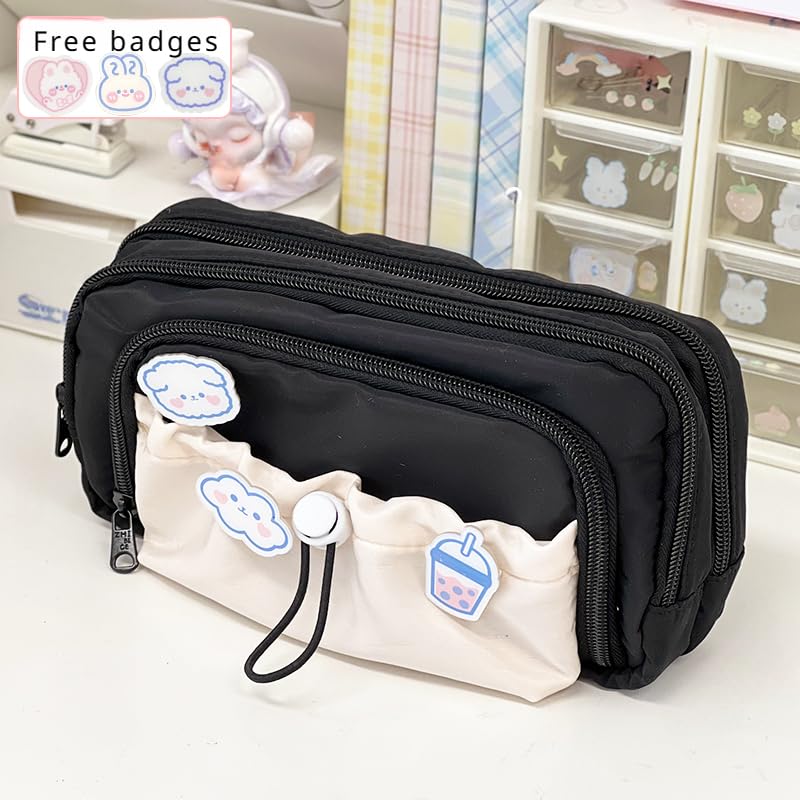 irLocy Cute Aesthetic Pencil Case Kawaii Pencil Case with Kawaii Pins Large Pencil Pouch Holder