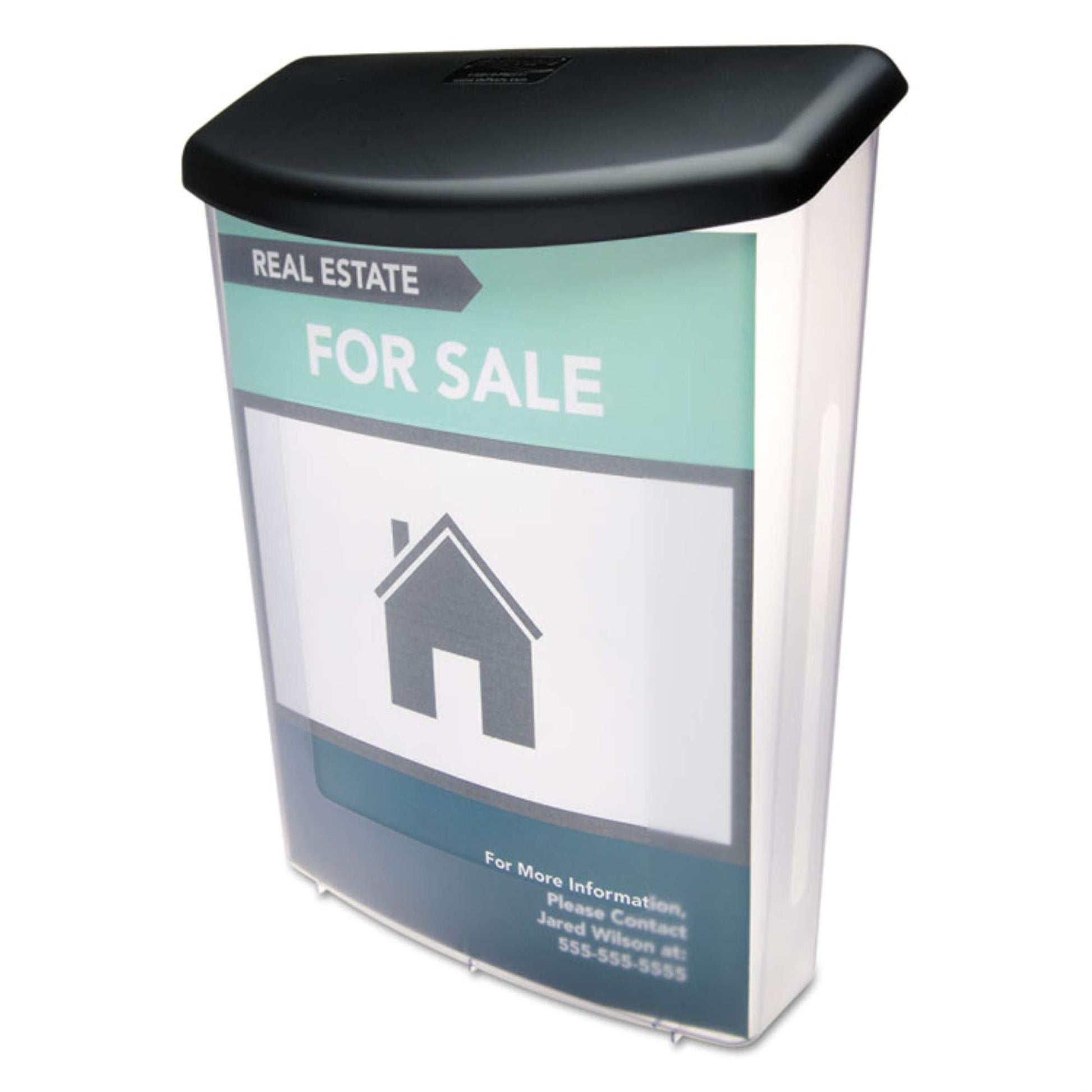Deflecto 790901 Outdoor literature display box, clear with black lid, 10w x 4-1/2d x 13-1/8h