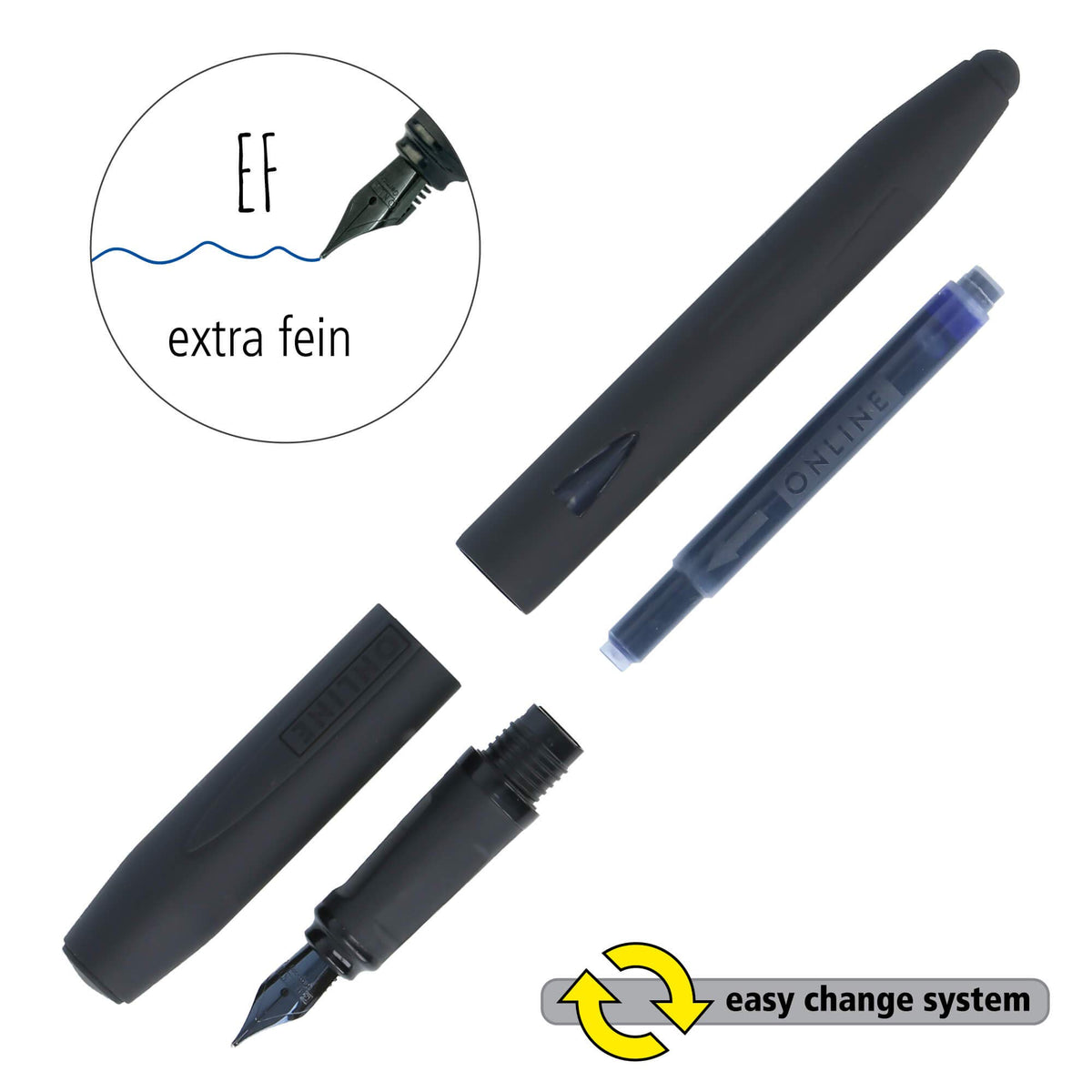 ONLINE Switch Expert fountain pen, cartridge fountain pen and stylus in one, for tablets and