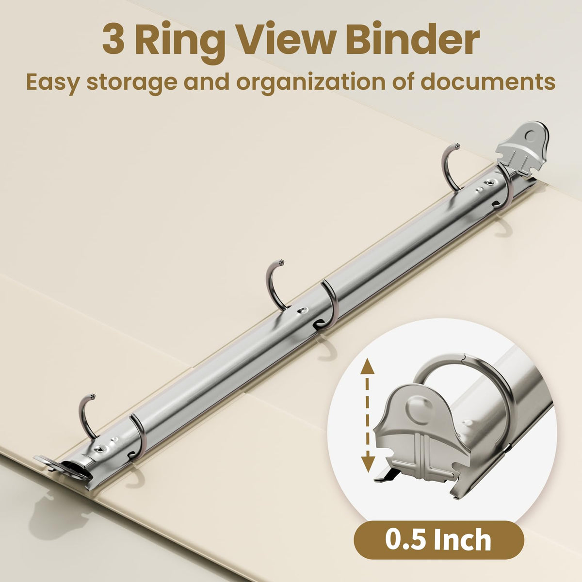 SUNEE 3 Ring Binder 1/2 Inch 4 Pack, Clear Half Inch View Binder Three Ring 0.5" PVC-Free (Fit