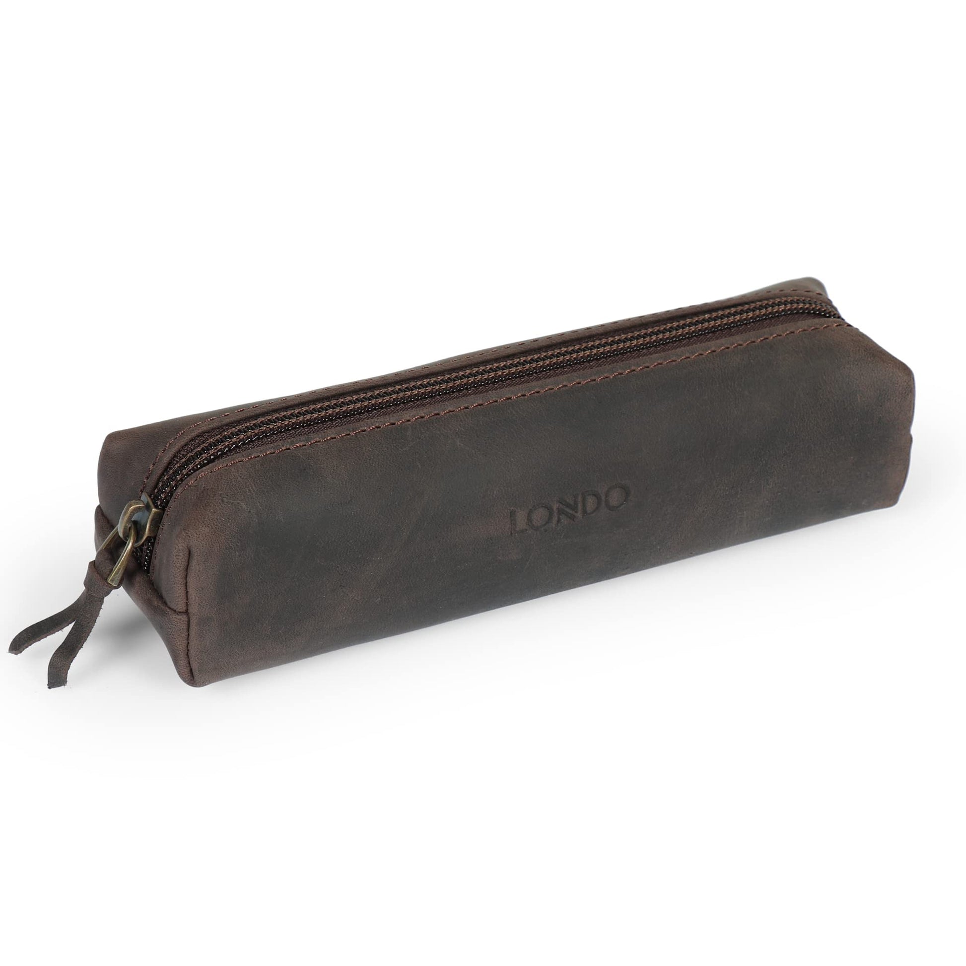 Londo Genuine Leather Zipper Pen, Pencil & Cosmetic Case