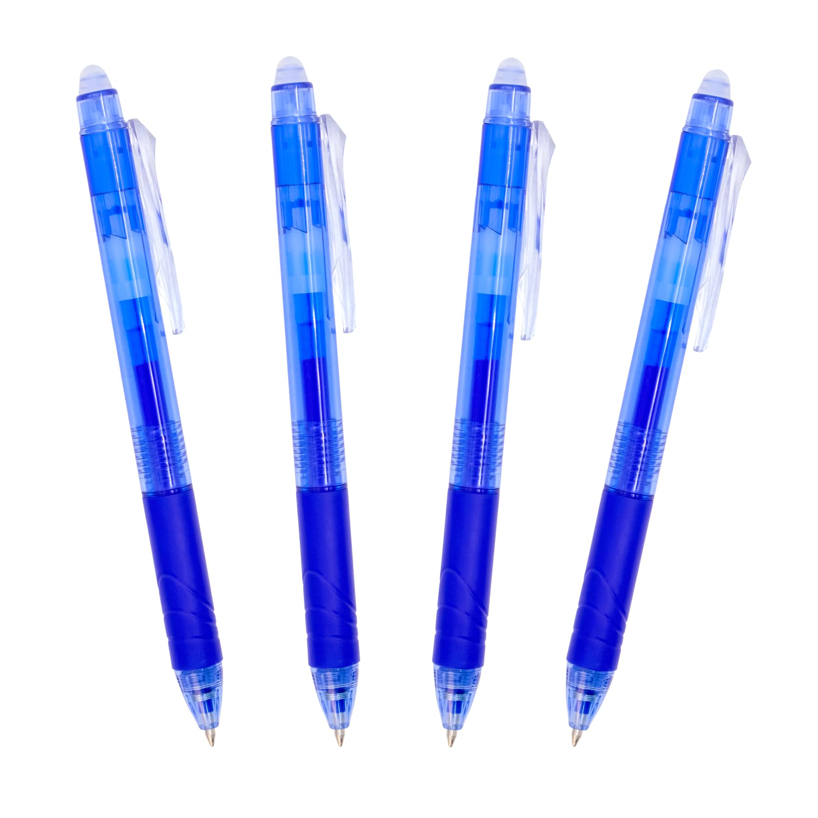 RAYLU PAPER® - Pack of 4 Erasable Retractable Ballpoint Pens, with Hybrid Gel Ink, Blue and 0.7mm