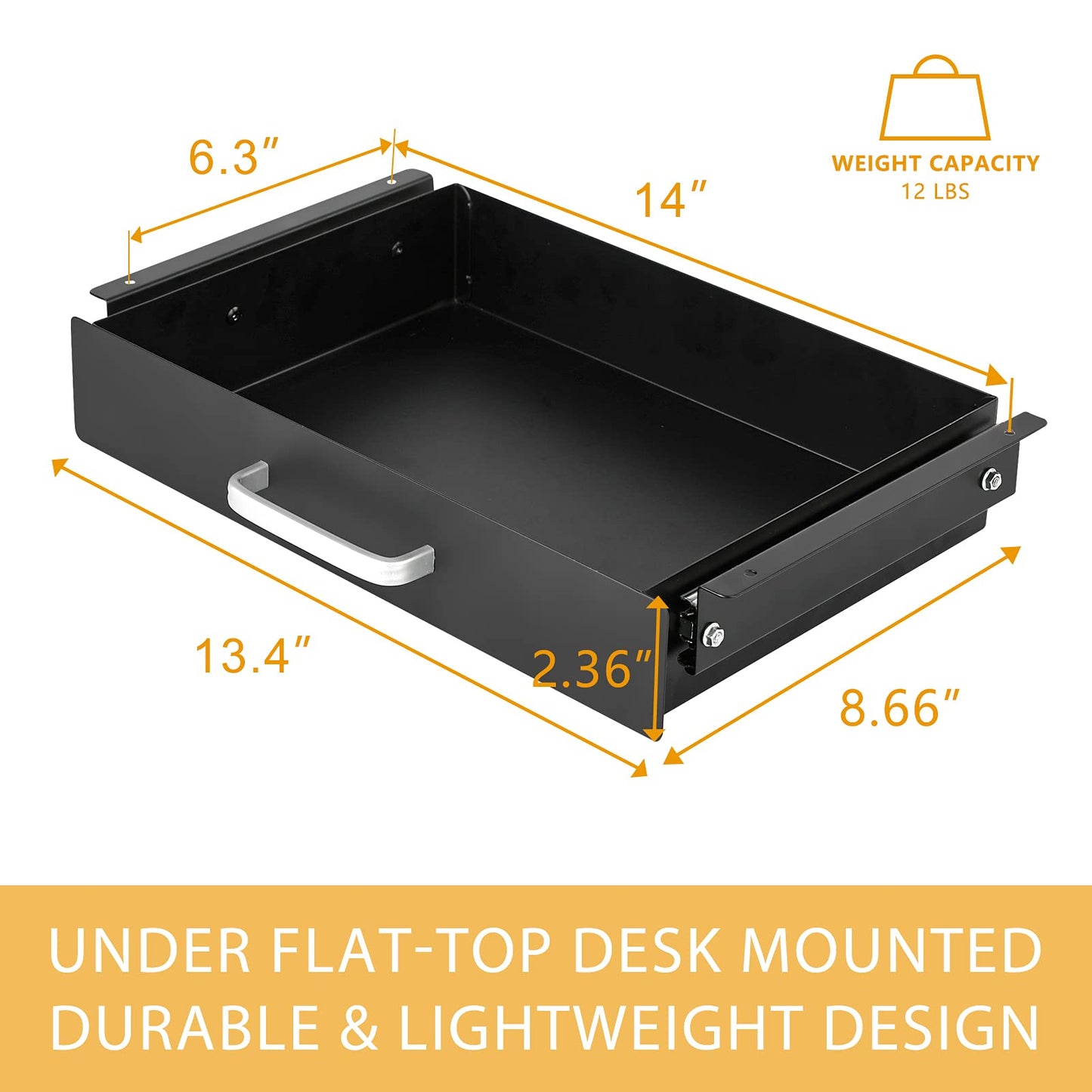 GOME Under Desk Pull-Out Drawer - Storage Organizer Office Mounted, Easy Slide-Out Pencil Drawer