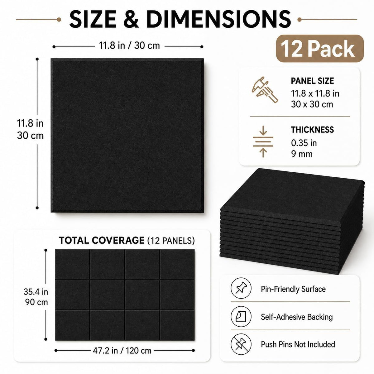 Baysola Felt Bulletin Board Tiles, Cork Board Alternative, 48 x 36 in