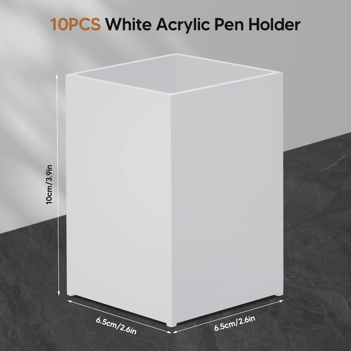 AFOROEOA 10Pack White Acrylic Pen Holder, Desktop Pencil Organizer Makeup Brush Holder Acrylic