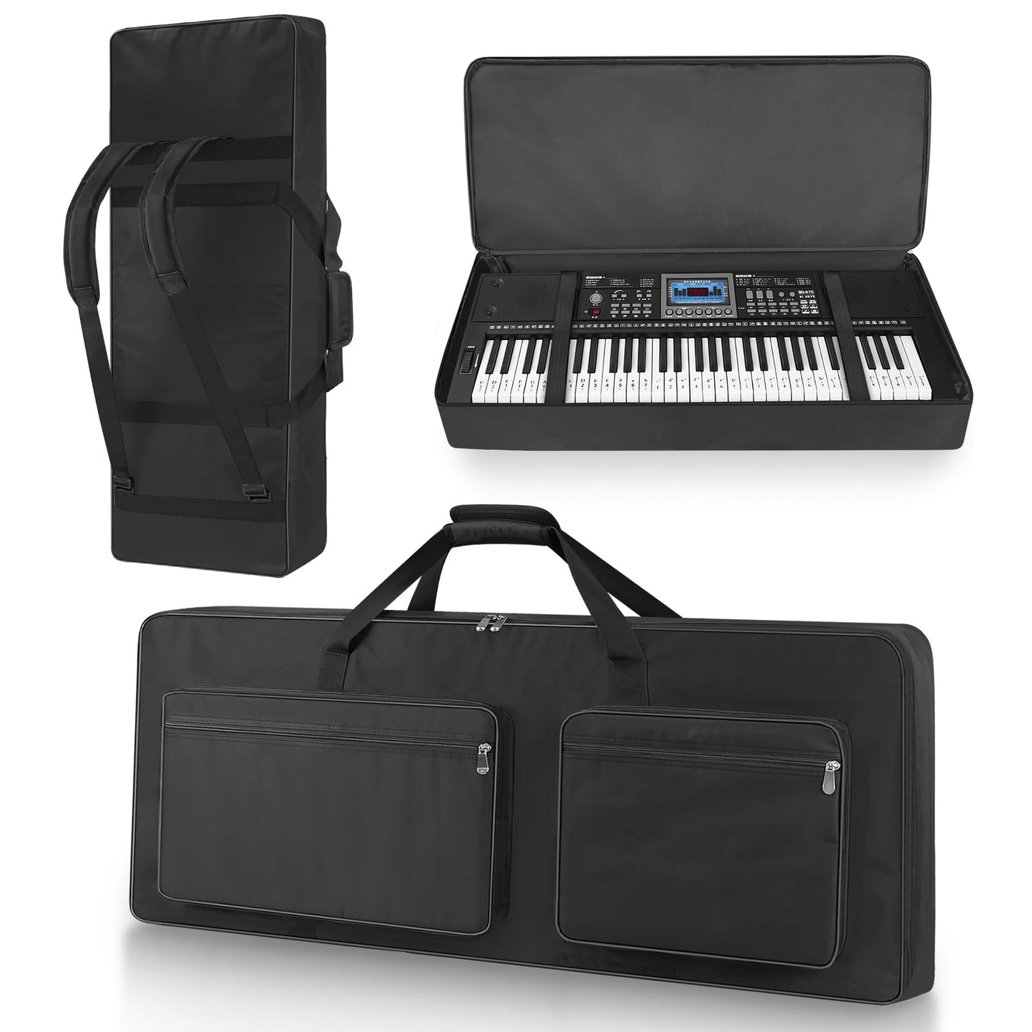 XIDIHF 61 Key Piano Keyboard Case Bag 40.6''x6.1''x17'',Portable Padded Keyboard Gig Bag with