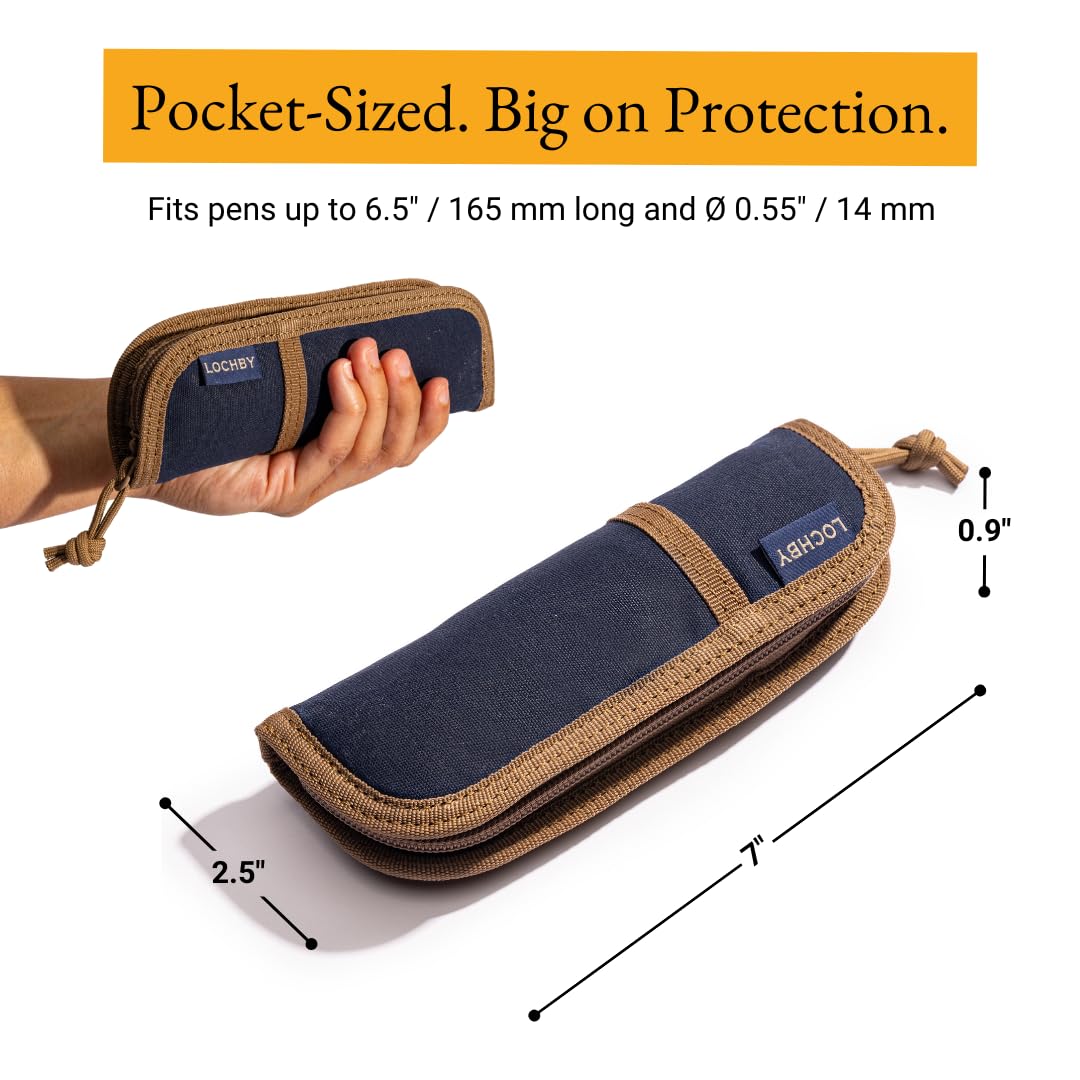 LOCHBY® Duo Pen Pouch | Slim and Elegant Pen Pouch, Durable Waxed Canvas, Lightly Padded for