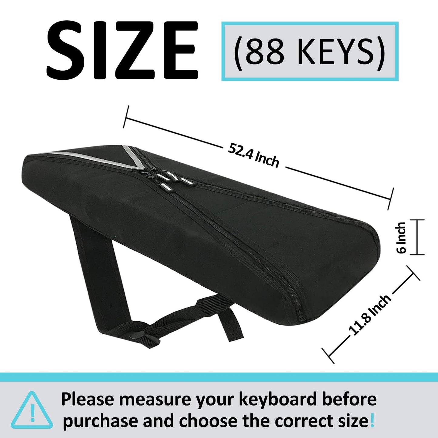 GETTOONE 88 Key Keyboard Case for Digital Pianos (52.4") - Padded Water-Resistant Hardcase