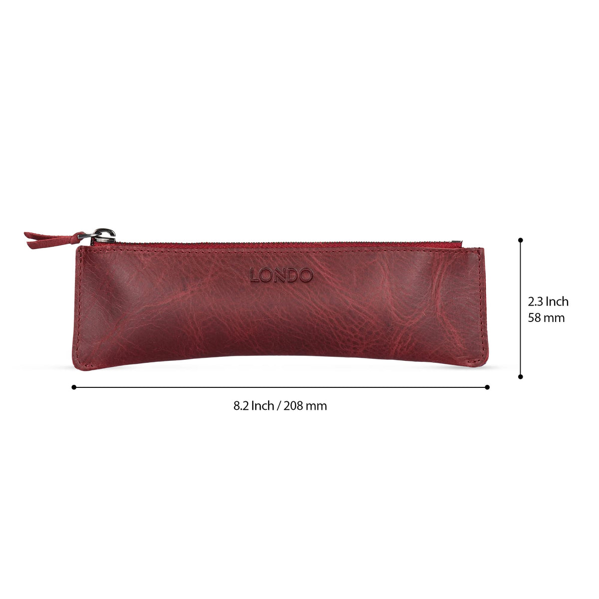 Londo Genuine Leather Pen Case with Zipper Closure, Pencil Pouch Stationery Bag