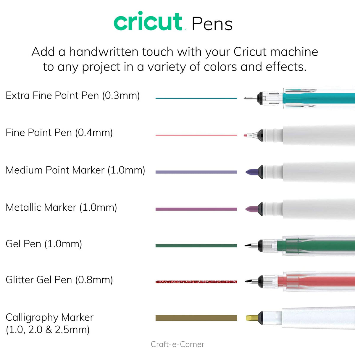 Cricut Fine Point Pens - Red, Green, Violet (3ct) .4mm - for Joy & Joy Xtra Machines