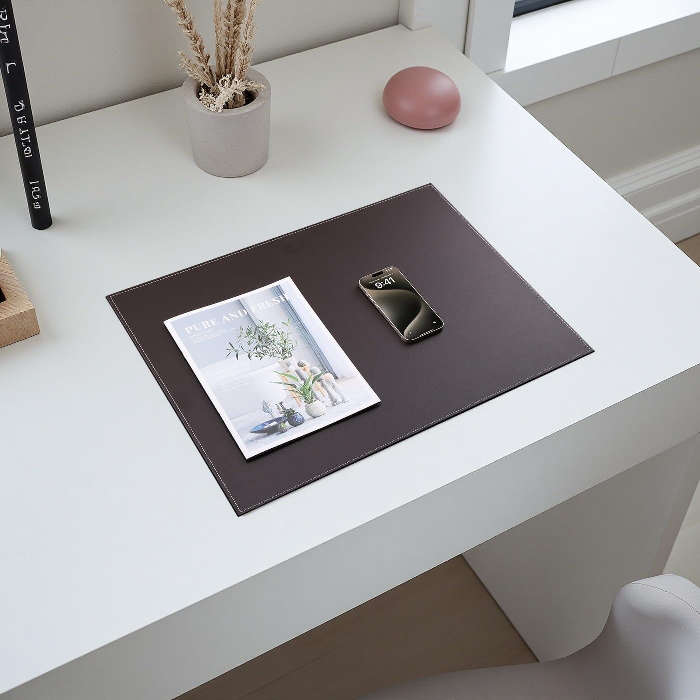 KINGFOM Desk Pad & Mat 24" x 18" Protector Large Mouse Pad PU Leather for Desktops and Laptops