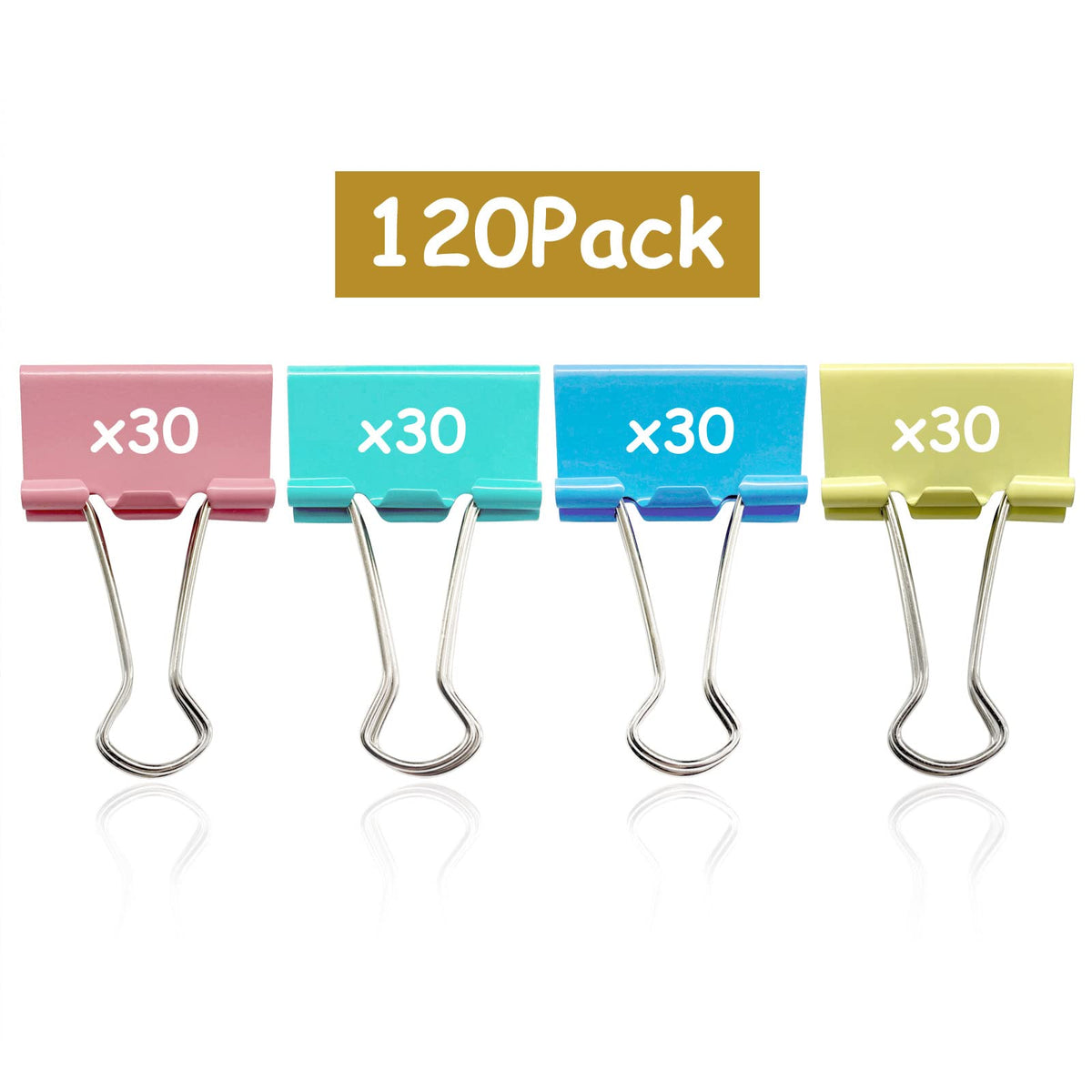 Ykimok 120 Pcs Colored Binder Clips, 3/4inch(19mm), Small Size for Office Supplies, 4 Vibrant Colors