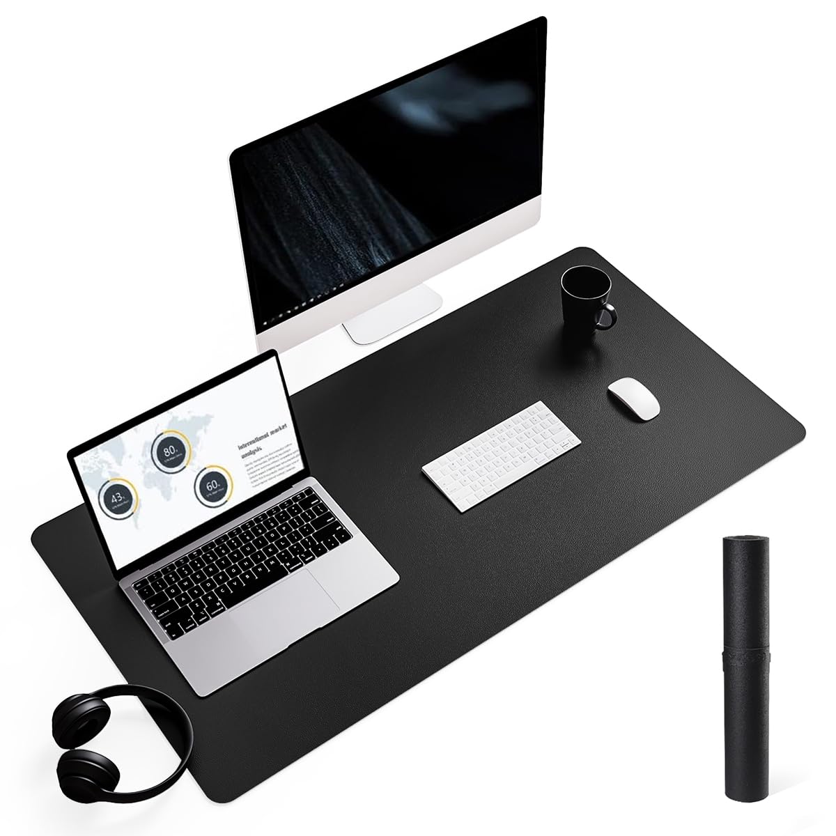 YSAGi Non-Slip Leather Desk Pad L Size, Waterproof Laptop Computer Desk Keyboard Mat, Table