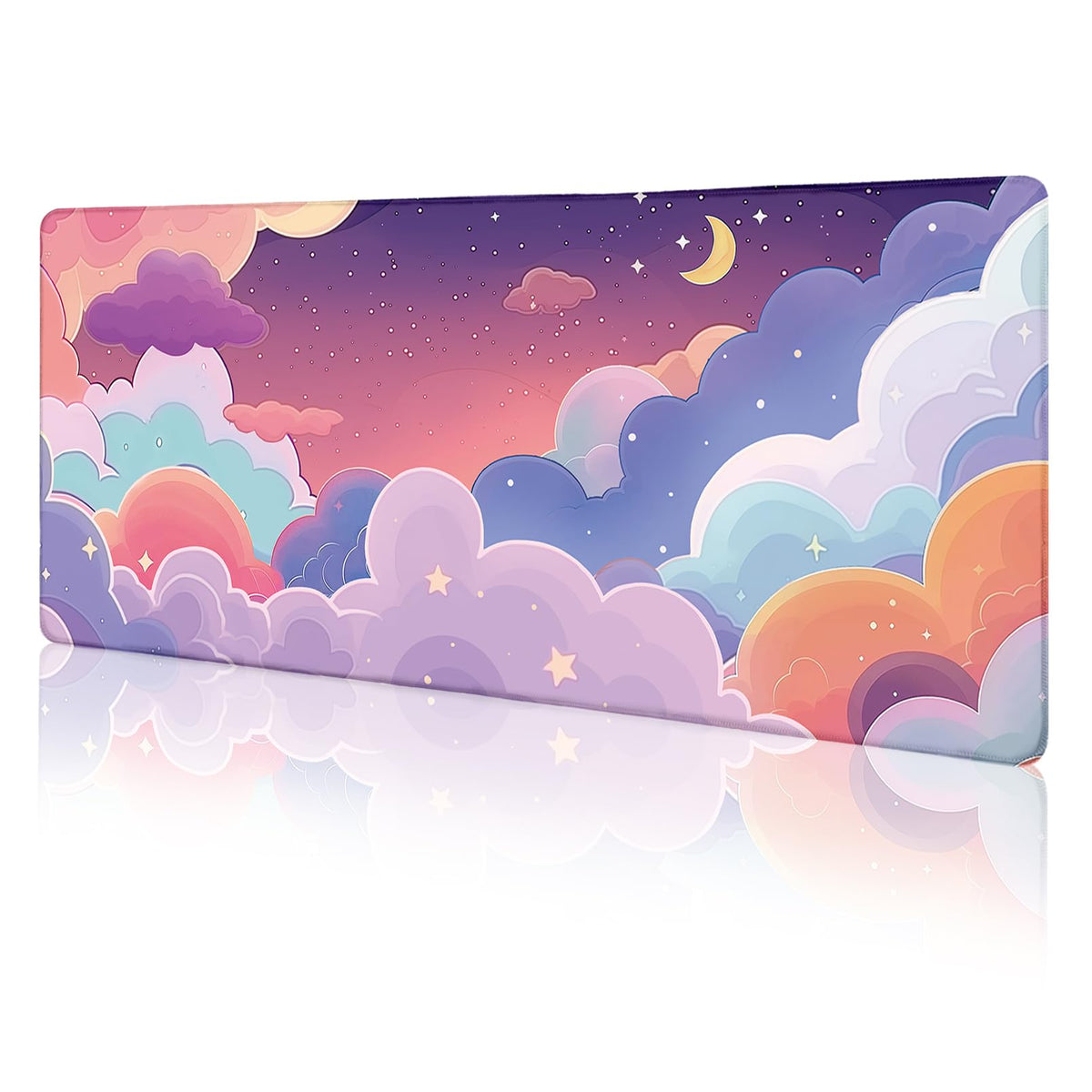 LIMKRIAN Purple Cloud Mouse Pad Kawaii Large Desk Mat, 31.5x11.8 in