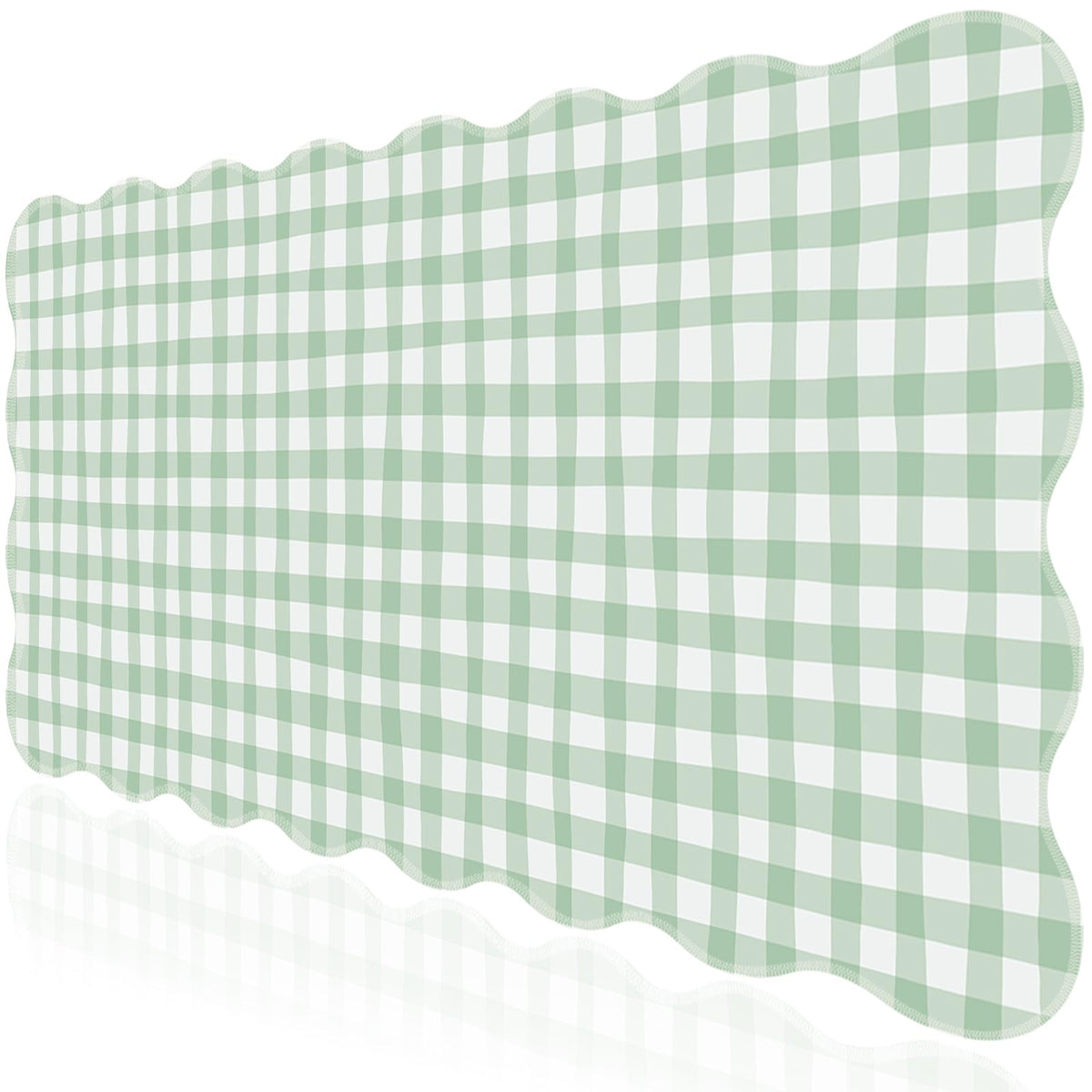 L-SPOUTTO Green Checkered Mouse Pad,Cottagecore Scalloped Desk Mat XXL Large Cute Pastel Gaming
