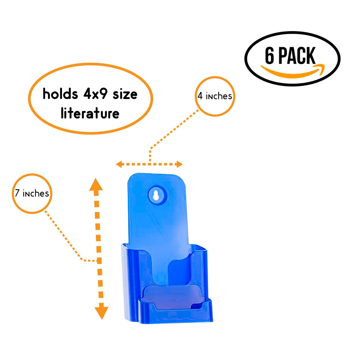 Source One 4 X 9 Inches Tri Fold Brochure Holder with Business Card Holder (6 Pack, Blue)