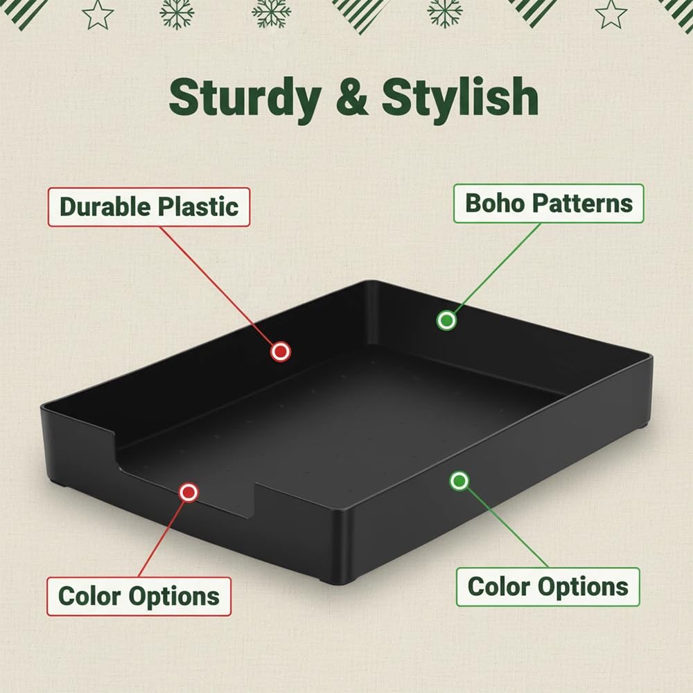 RHONZHAO Stackable Letter Tray, 2 Pack Black, Desk Organizer