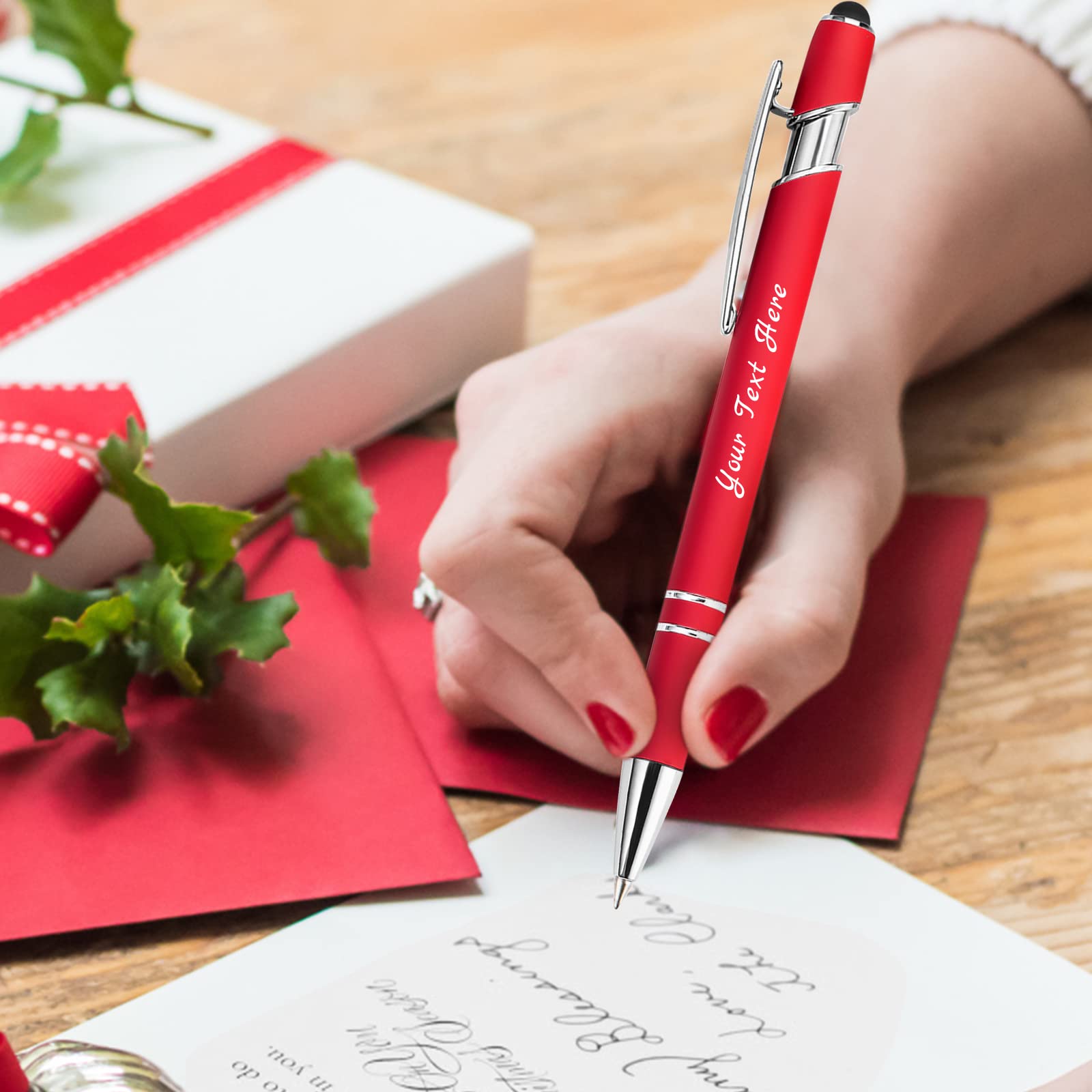 Hapelf Up to 500 Bulk Personalized Pens Custom Engraved Ballpoint Pen with Stylus Tip Retractable