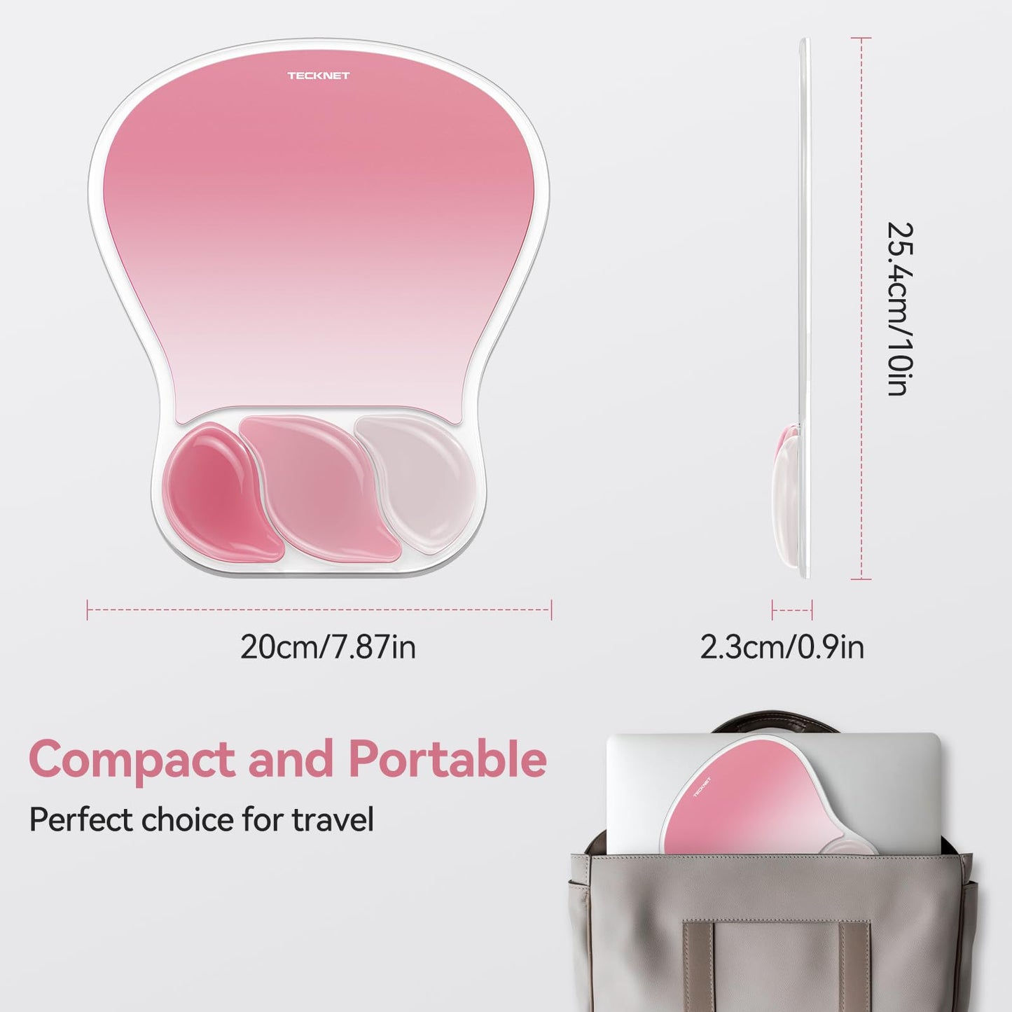 TECKNET Gel Ergonomic Mouse Pad, Mouse Pad with Wrist Rest, Pink