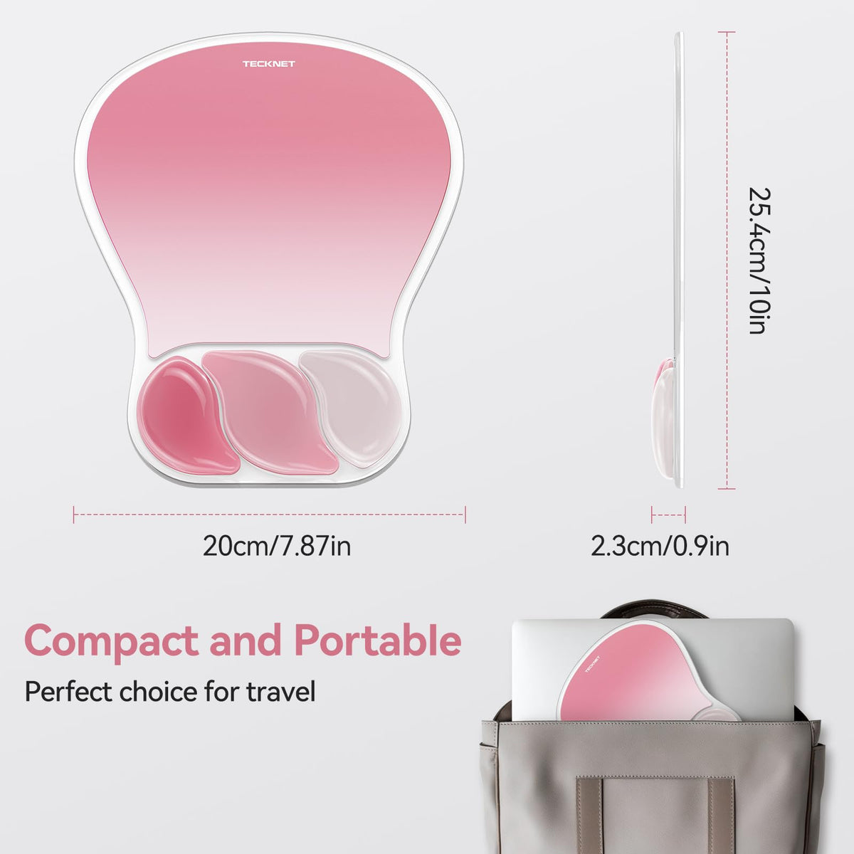 TECKNET Gel Ergonomic Mouse Pad, Mouse Pad with Wrist Rest, Pink