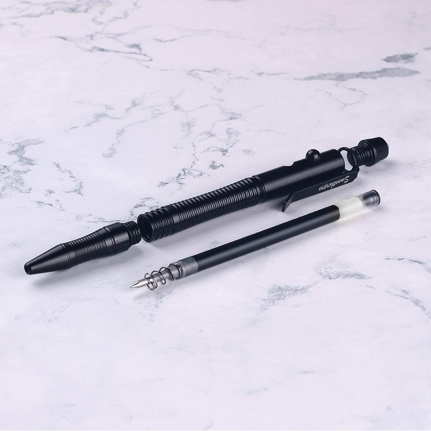SMOOTHERPRO Aluminum Bolt Action Pen Compatible with Pilot G2 Refill, Black