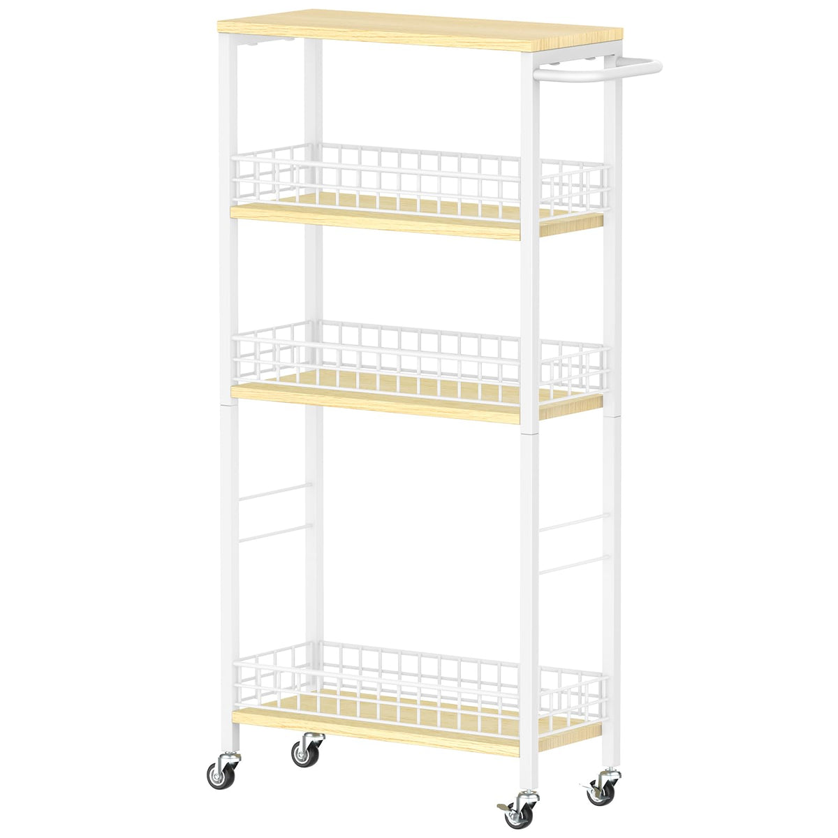 NOVIMANGO Slim Storage Cart White 4 Tier Rolling Cart with Wheels