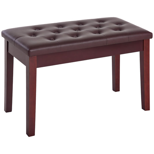 HOMCOM Piano Bench with Faux Leather Padded Cushion, Chestnut Brown