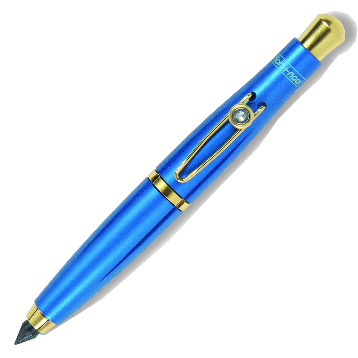 Koh-I-Noor Mechanical Drop Clutch Lead Holder with 5.6mm x 80mm Lead, Blue with Gold Clip, 1 Each
