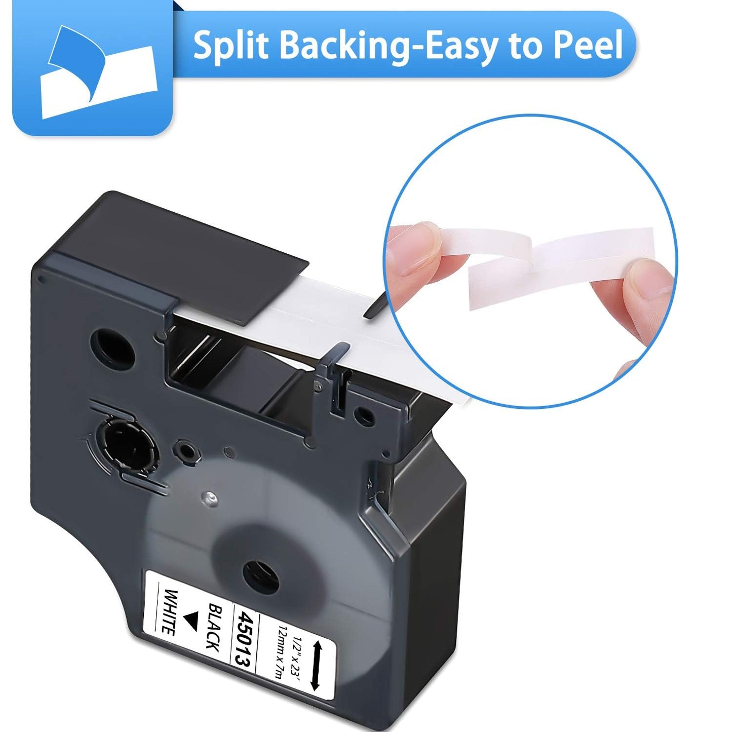 6-Pack Dymo D1 Label Tape 45013 Black on White 1/2 Inch x 23 Feet Compatible for DYMO LabelManager