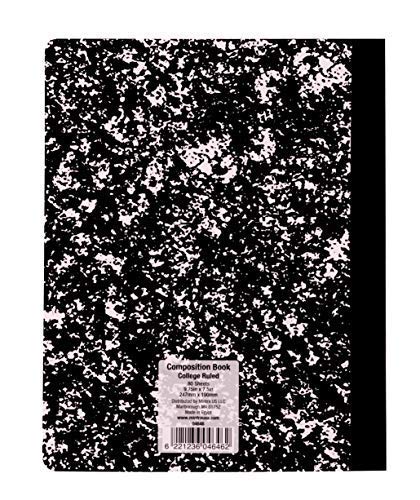 Mintra Office Composition Books - Sturdy Flexible Cover (4 Pack, Black Marble Comp - College Ruled)