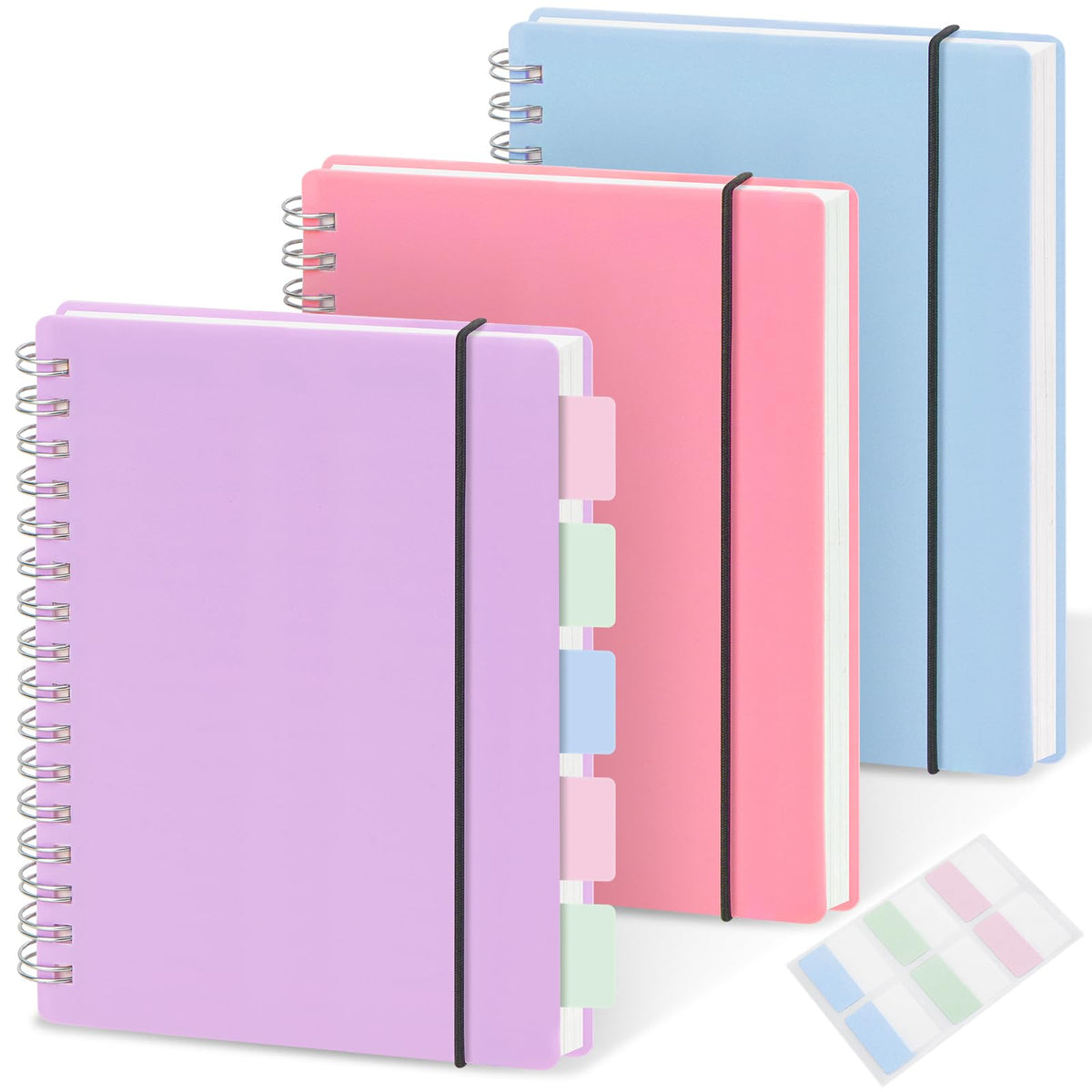 MSTONAL 3 Pack Small Spiral Notebook Wide Ruled A6 Pocket Size 4.3"x5.7"