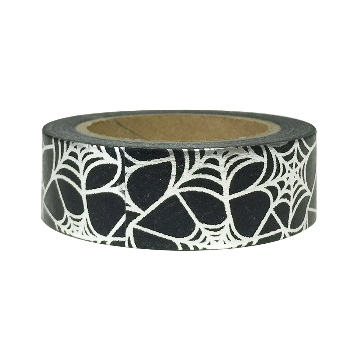 Wrapables Colorful Washi Masking Tape, Metallic Silver Cobweb