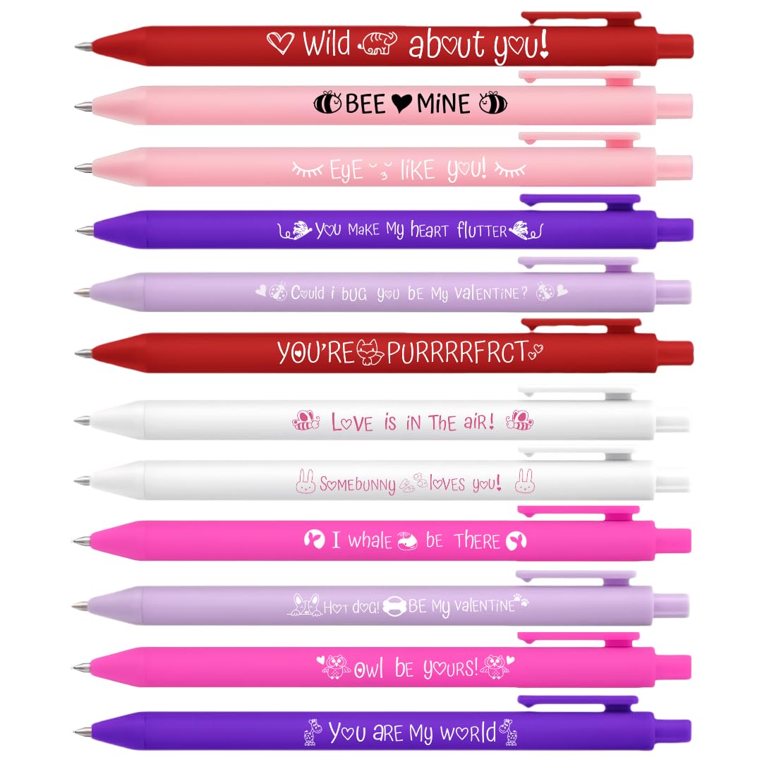 Jxueych 12 Pack Valentine's Day Novelty Ballpoint Pens - Hilarious & Heartfelt Messages for Loved