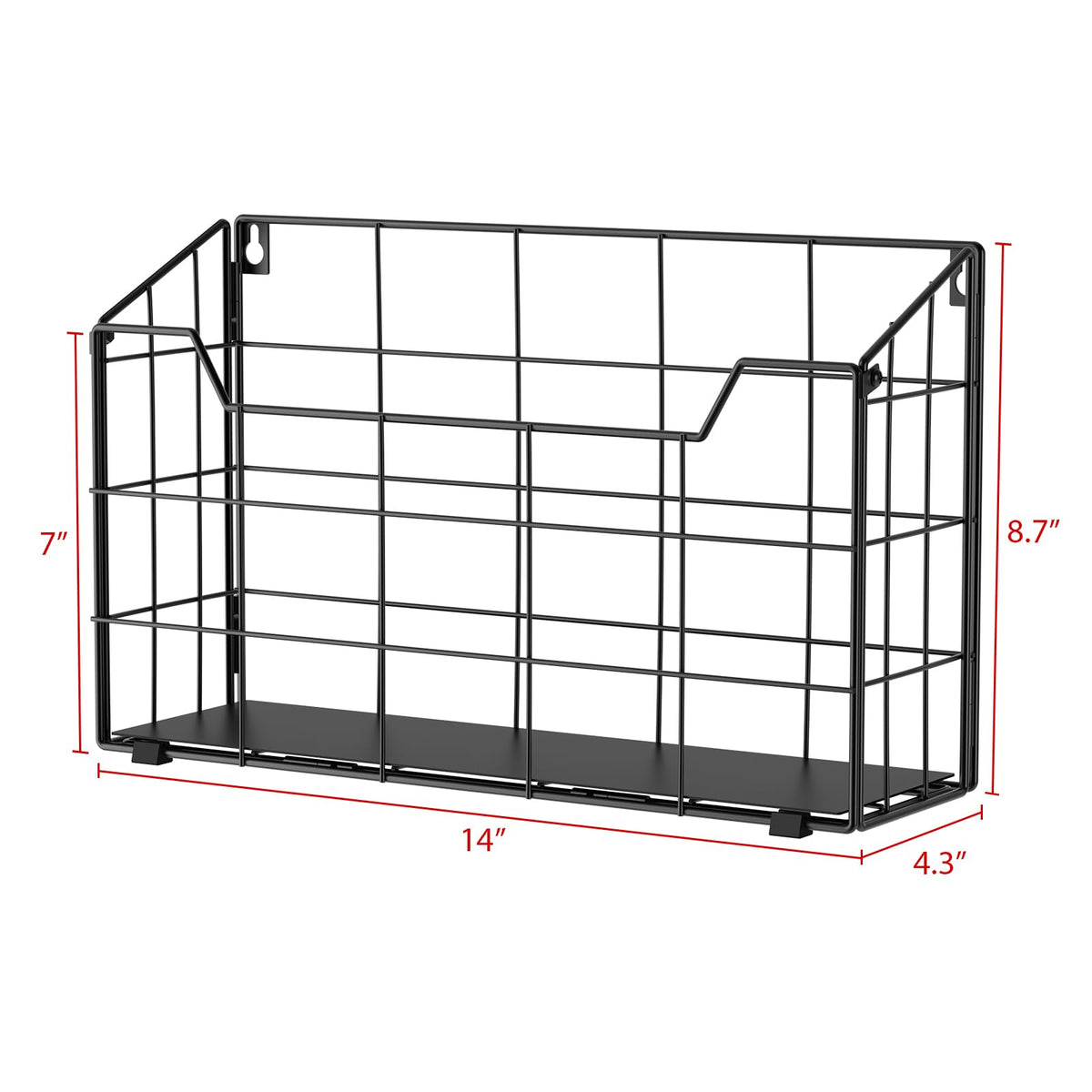 Univivi 3 Pack Wall File Organizer Rack 14 inch Hanging File Holder, Black