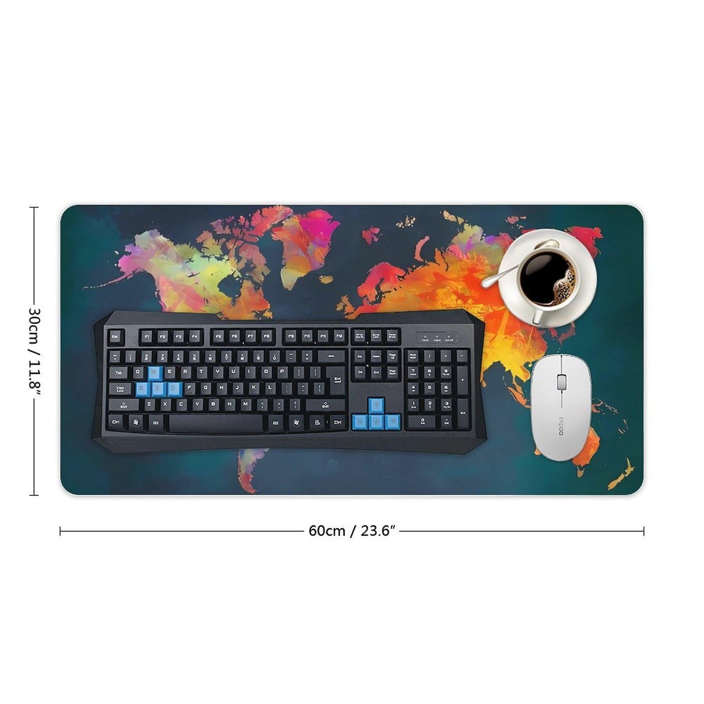 Keebik Gaming Mouse Pad, World Map Mouse Pad Large Extended Computer Mouse Mat Keyboard Full Desk
